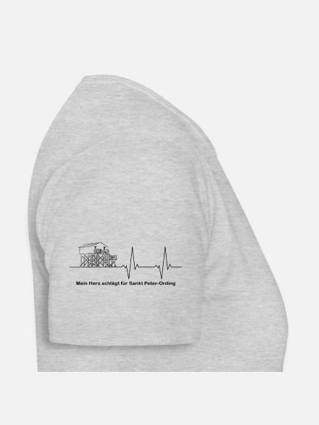 Pulslinie Pfahlbau schwarz Mein Herz schlägt... - Frauen T-Shirt - Grau meliert