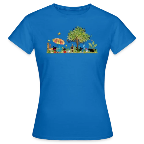 Jardin luxuriant et Chats Noirs - Illustration Poétique - T-shirt Femme
