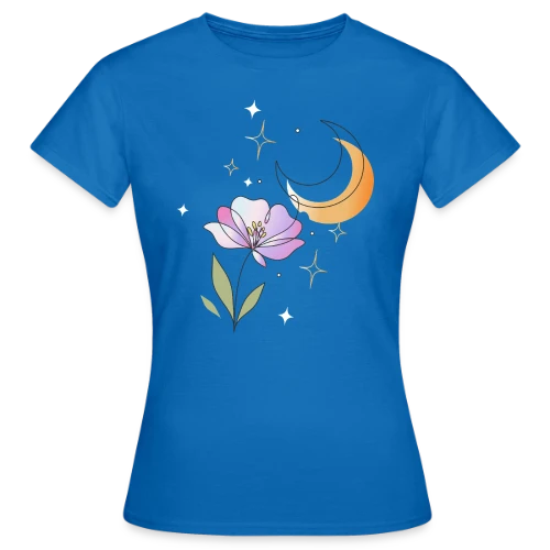 Art Ligne Fleur et Lune - Mystère Nocturne - T-shirt Femme