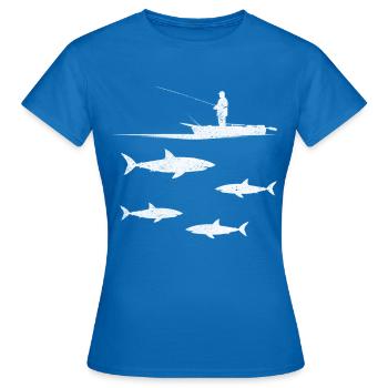 Haifisch Fischer Great White Shark Angeln - Frauen T-Shirt - Royalblau - Vorne - AI Model Female 172 dark (172cm)