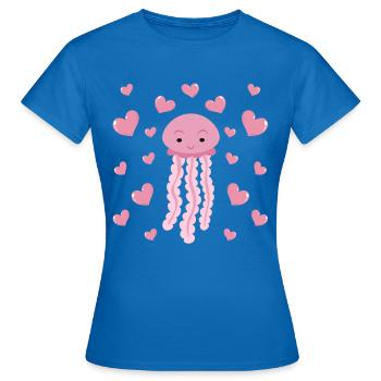 Mignonne Méduse Cœurs Méduses avec Cœurs Méduses Méduses - T-shirt Femme - bleu royal - Devant - AI Model Female 172 dark (172cm)