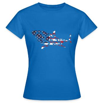 Great White Shark 4th Of July US Flag 4th Of July - Women's T-Shirt - royal blue - Front - AI Model Female 172 dark (172cm)