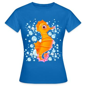 Bulles d’hippocampes - T-shirt Femme - bleu royal - Devant - AI Model Female 172 dark (172cm)