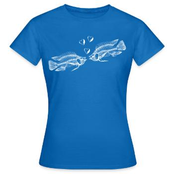 Liebe unter Wasser. Skelettfische. Morbider Humor - Frauen T-Shirt - Royalblau - Vorne - AI Model Female 172 dark (172cm)