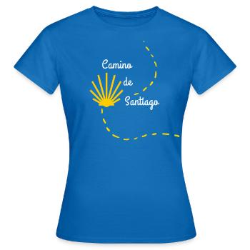 Camino de Santiago Jakobsweg Jakobsmuschel - Frauen T-Shirt - Royalblau - Vorne - AI Model Female 172 dark (172cm)