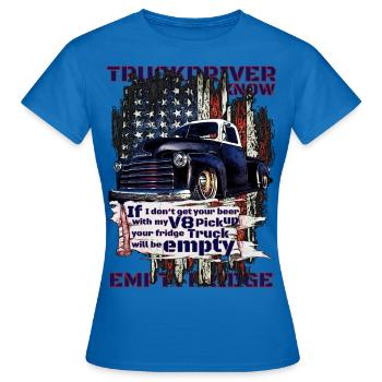 V8 Camion American Flag Beer Transporter - T-shirt Femme - bleu royal - Devant - AI Model Female 172 dark (172cm)