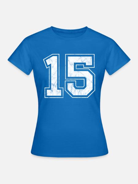 Anzahl 15 - Frauen T-Shirt - Royalblau