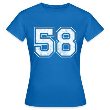 Anzahl 58 - Frauen T-Shirt - Royalblau - Vorne - AI Model Female 172 dark (172cm)