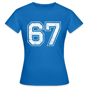 Anzahl 67 - Frauen T-Shirt - Royalblau - Vorne - AI Model Female 172 dark (172cm)