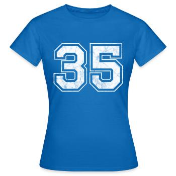 Anzahl 35 - Frauen T-Shirt - Royalblau - Vorne - AI Model Female 172 dark (172cm)