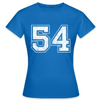 Anzahl 54 - Frauen T-Shirt - Royalblau - Vorne - AI Model Female 172 dark (172cm)