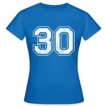 Anzahl 30 - Frauen T-Shirt - Royalblau - Vorne - AI Model Female 172 dark (172cm)