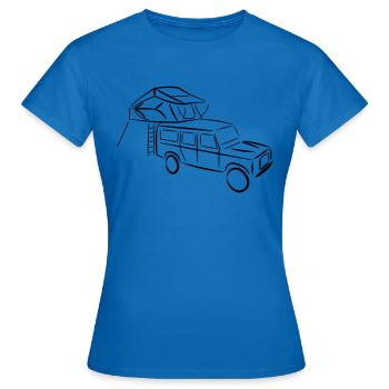 Defender avec tente de toit, tente de toit, nomades de tente de toit - T-shirt Femme - bleu royal - Devant - AI Model Female 172 dark (172cm)