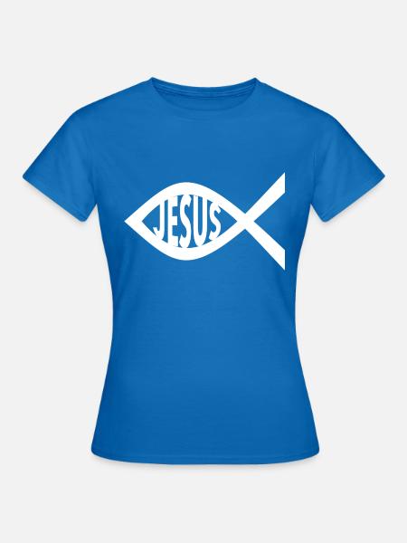 Jesus Fisch - Frauen T-Shirt - Royalblau