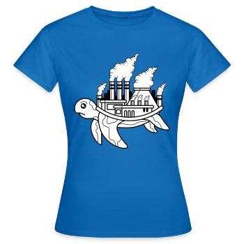 Schildkröte - Fabrik, Rauch, Smog Luft, Tierschutz - Frauen T-Shirt - Royalblau - Vorne - AI Model Female 172 dark (172cm)
