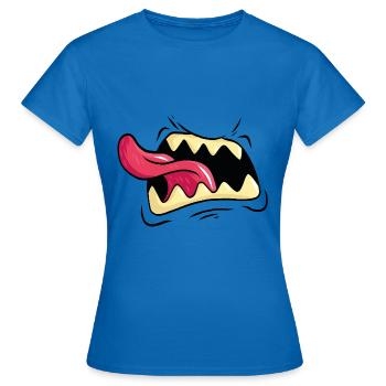 Crier monstre bouche dents langue - T-shirt Femme - bleu royal - Devant - AI Model Female 172 dark (172cm)