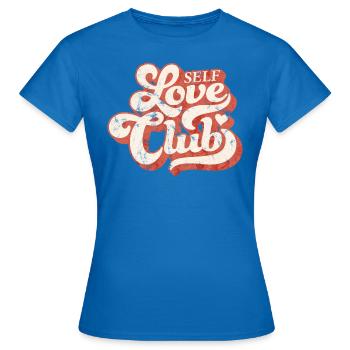 SELF LOVE CLUB GROOVY 70s TYPO - Frauen T-Shirt - Royalblau - Vorne - AI Model Female 172 dark (172cm)