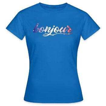 Bonjour - T-shirt Femme - bleu royal - Devant - AI Model Female 172 dark (172cm)