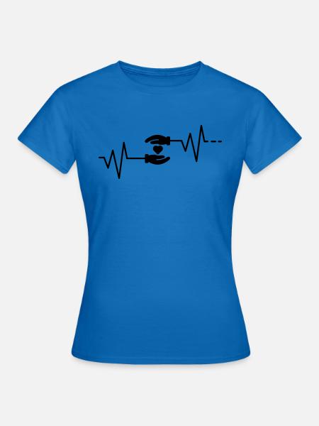Herzschlag - Hand in Hand Liebe Zusammenhalt Loyal - Frauen T-Shirt - Royalblau