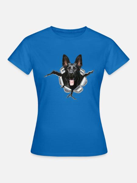 Schwarzer Schäferhund im Metall Loch - Frauen T-Shirt - Royalblau
