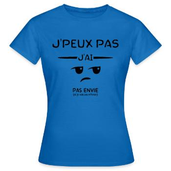 J'ai pas envie - T-shirt Femme - bleu royal - Devant - AI Model Female 172 dark (172cm)
