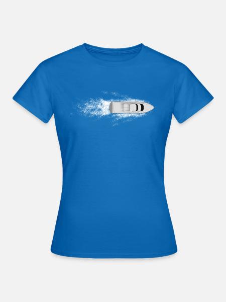 Superschnelles Motorboot macht Wellen von oben - Frauen T-Shirt - Royalblau