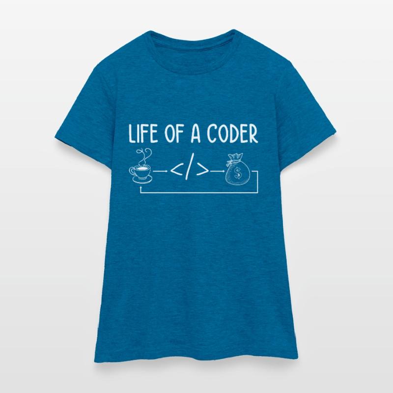 Life Of A Coder Software Developer Programmer Nerd Frauen T-Shirt