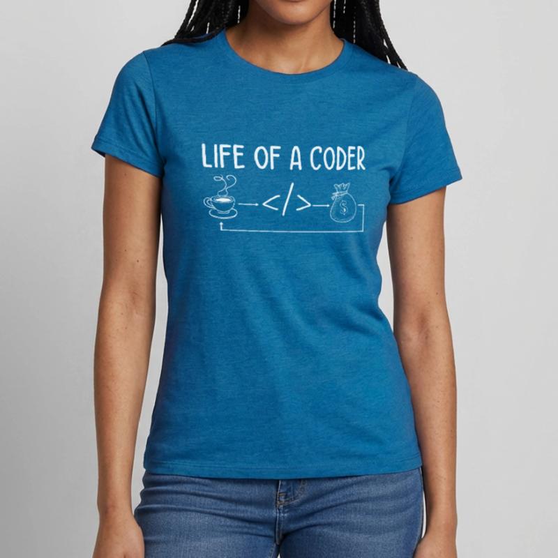Life Of A Coder Software Developer Programmer Nerd Frauen T-Shirt
