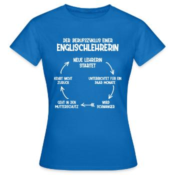 Lustig! 🤣 Berufszyklus einer Englischlehrerin - Frauen T-Shirt - Royalblau - Vorne - AI Model Female 172 dark (172cm)