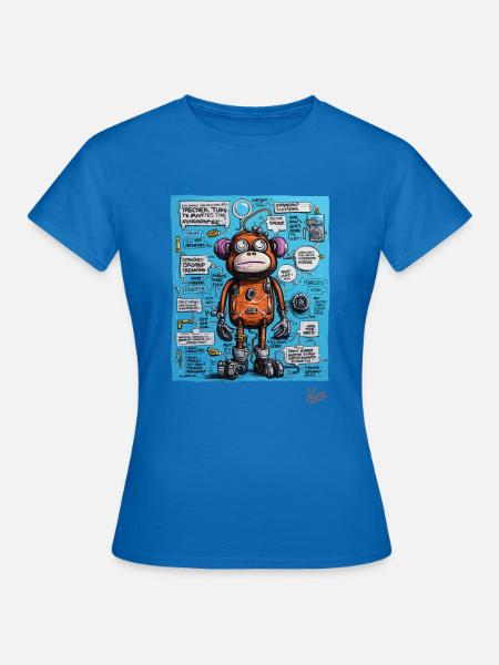 Lustiger, funkiger Roboter-Affe - Frauen T-Shirt - Royalblau