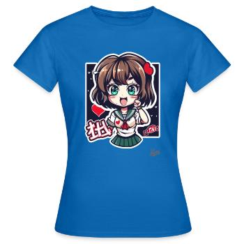 Une écolière chibi avec des cœurs et beaucoup d’amour - T-shirt Femme - bleu royal - Devant - AI Model Female 172 dark (172cm)