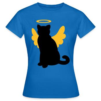 Katze mit Engelsflügel und Heiligenschein - Frauen T-Shirt - Royalblau - Vorne - AI Model Female 172 dark (172cm)