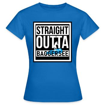 STRAIGHT OUTTA BAGGERSEE - Frauen T-Shirt - Royalblau - Vorne - AI Model Female 172 dark (172cm)