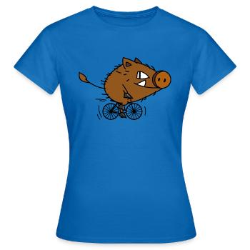 Lustiges Wildschwein fährt Fahrrad - Frauen T-Shirt - Royalblau - Vorne - AI Model Female 172 dark (172cm)