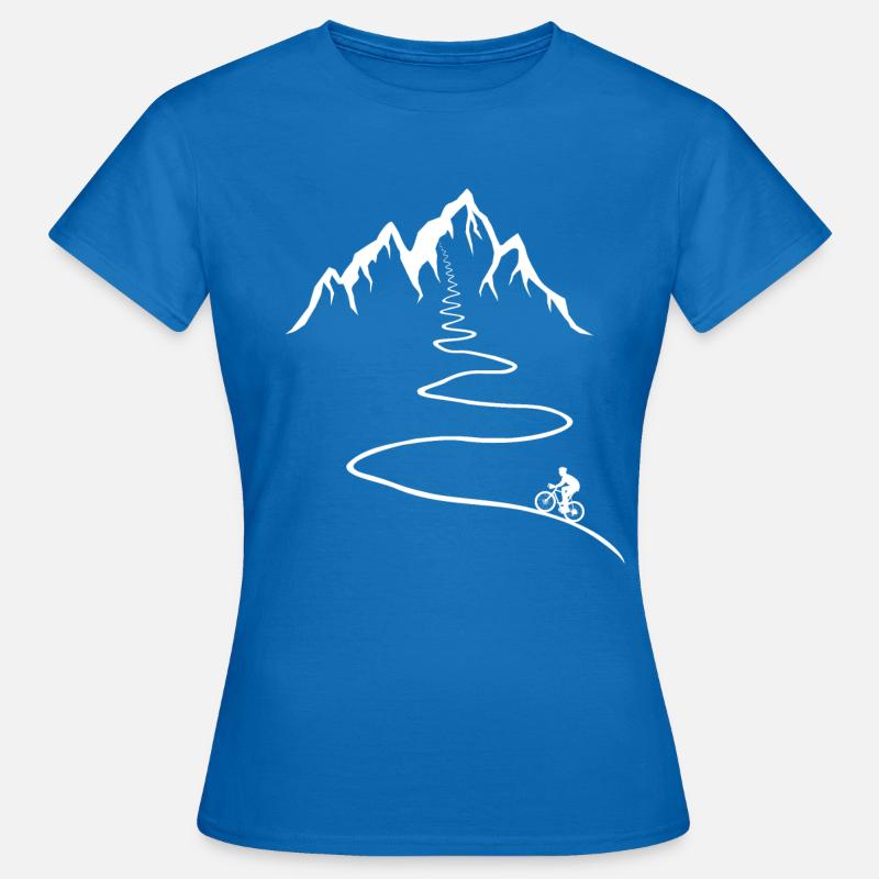 Bici da corsa, Bici, Montagna, Ciclista su strada, Strada, Percorso - Maglietta da donna - blu royal
