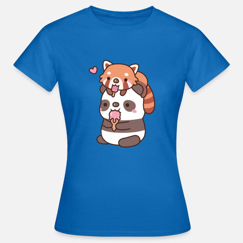 Simpatico Panda Rosso E Panda che mangia il gelato - Maglietta da donna - blu royal