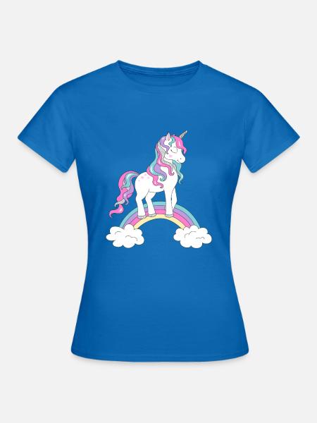 Regenbogen Einhorn Bunt - Frauen T-Shirt - Royalblau