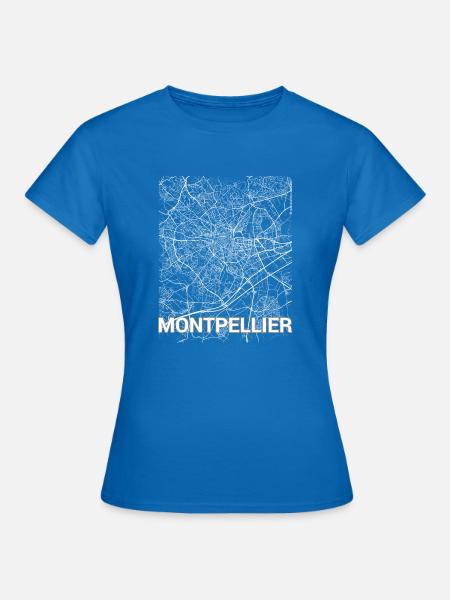 Montpellier Stadtplan und Straßen - Frauen T-Shirt - Royalblau