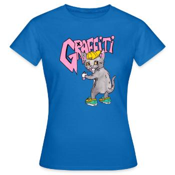 Graffiti Katze - Frauen T-Shirt - Royalblau - Vorne - AI Model Female 172 dark (172cm)