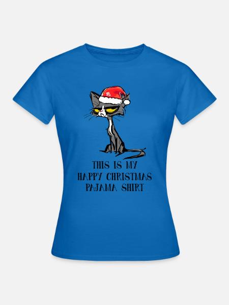 Das ist mein fröhlicher Weihnachtspyjama Katze - Frauen T-Shirt - Royalblau