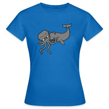 Octopus Whale 2 Combattre Monstre des profondeurs Monstre marin - T-shirt Femme - bleu royal - Devant - AI Model Female 172 dark (172cm)