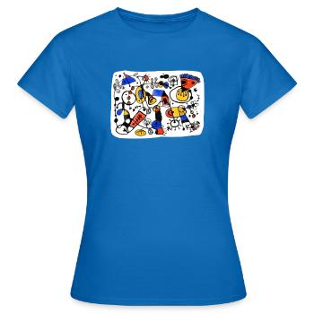 Illustration Miró-Style - Frauen T-Shirt - Royalblau - Vorne - AI Model Female 172 dark (172cm)