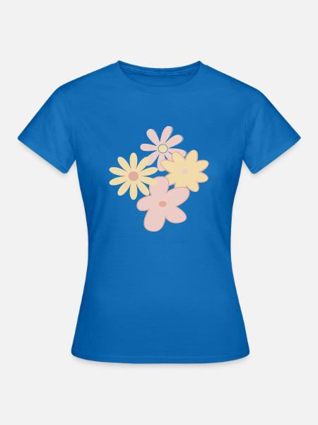Gezeichnete Blumen - Frauen T-Shirt - Royalblau
