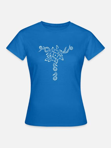 Blumen Design Weiß - Frauen T-Shirt - Royalblau
