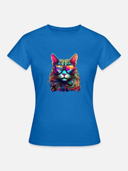 Cool Cat - Neon Vibes - Frauen T-Shirt - Royalblau