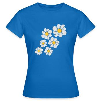 muster design blau blume daisy butterblume gänsebl - Frauen T-Shirt - Royalblau - Vorne - AI Model Female 172 dark (172cm)