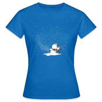 Schneemann im Sturm - Frauen T-Shirt - Royalblau - Vorne - AI Model Female 172 dark (172cm)