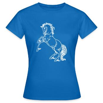 Pferd Pony Rappe Hengst Stute Wallach Warmblut - Frauen T-Shirt - Royalblau - Vorne - AI Model Female 172 dark (172cm)