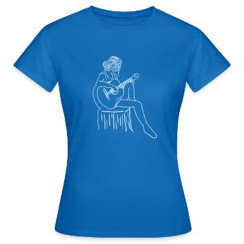 AKUSTIKGITARRE LINE ART, DAMEN - Frauen T-Shirt - Royalblau - Vorne - AI Model Female 172 dark (172cm)