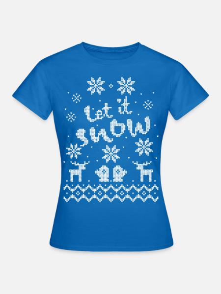Let it Snow Ugly Christmas Sweater Schneeflocken - Frauen T-Shirt - Royalblau
